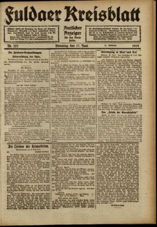 Ausgabe vom Dienstag, den 17. Juni 1919.