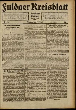 Ausgabe vom Dienstag, den 17. Juni 1919.