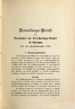 Verwaltungsbericht des Vorstandes der Versicherungsanstalt für Oberfranken : für das Geschäftsjahr .... 1895 (1896)