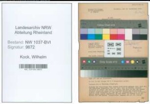 Entnazifizierung Wilhelm Kock , geb. 06.04.1899 (Konstrukteur)