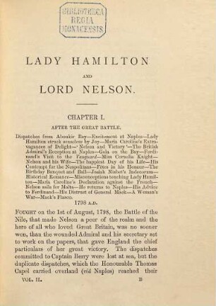 Lady Hamilton and Lord Nelson : An historical Biography based on Letters and other Documents in the Possession of Alfred Morrison, Esq. of Fonthill, Wiltshire. In two vols., 2