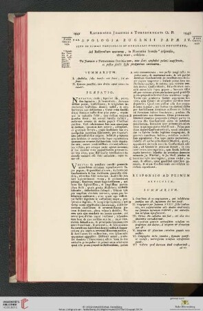 Apologia Eugenii Papæ IV. sive de summi pontificis et generalis concilii potestate, ad Basileensium oratorem, [...]