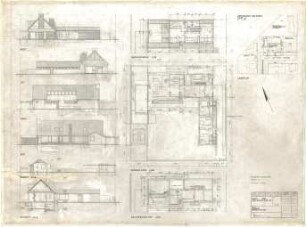 Schneider - Esleben, Paul; Düsseldorf, Leo-Statz-Str. 27; Haus Schneider-Esleben, Einfamilienhaus mit Architekturbüro - Umbau und Erweiterung (Lageplan; Grundriss; Ansicht; Schnitt)