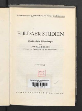 2: Fuldaer Studien : geschichtliche Abhandlungen
