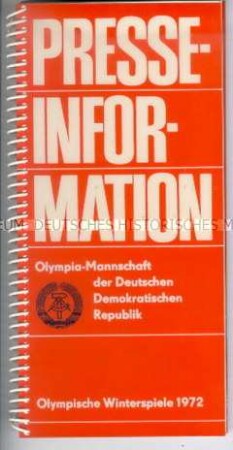 Informationsheft zur Olympia-Mannschaft der DDR, Sapporo 1972
