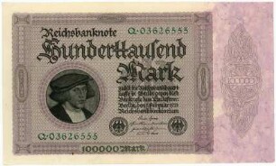 Geldschein, 100.000 Mark, 1.2.1923