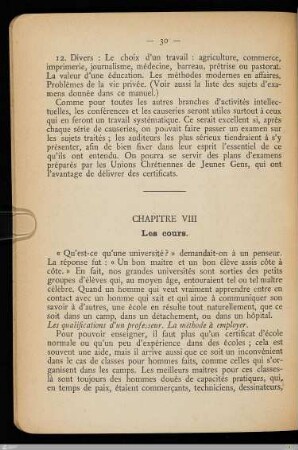 Chapitre VIII - Les cours