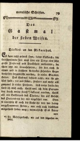 Das Gastmal der sieben Weisen