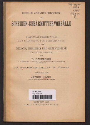 Ueber die operative Behandlung der Scheiden-Gebärmuttervorfälle