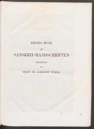 Erstes Buch. Die Sanskrit-Handschriften