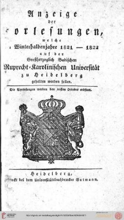 Wintersemester 1821/1822