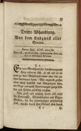 Dritte Abhandlung. Von dem Endzweck aller Staaten.