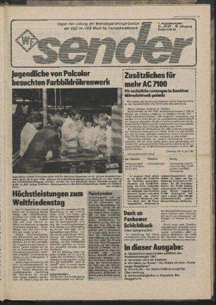 Betriebszeitung 'WF-Sender', Nr.31/1987 (1. Augustausgabe 1987)