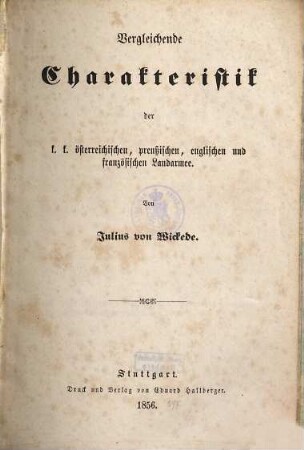 Vergleichende Charakteristik der k.k. österreichischen, preußischen, englischen und französischen Landarmee
