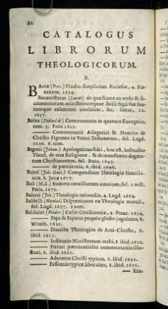 34-76, Catalogus Librorum Theologicorum. B.