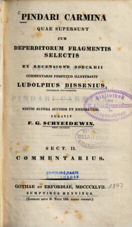 Pindari carmina cum deperditorum fragmentis selectis, 2. Commentarius
