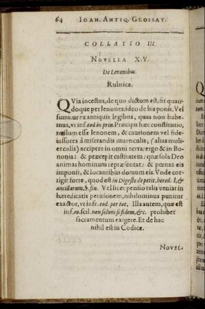 Collatio III. Novella XIV. - XXI.