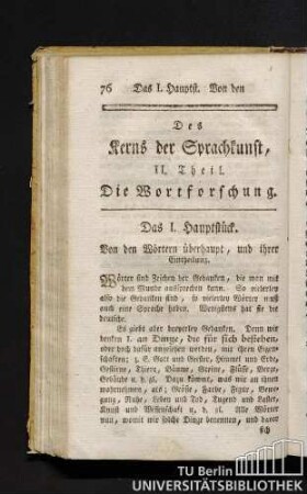 Des Kerns der Sprachkunst, II. Theil. Die Wortforschung.