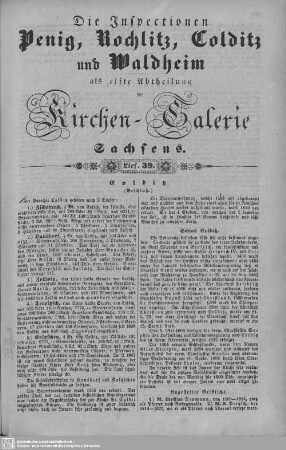 Colditz (Beschluß), Hohenkirchen, Schlagwitz, Niedersteinbach : 39. Lieferung