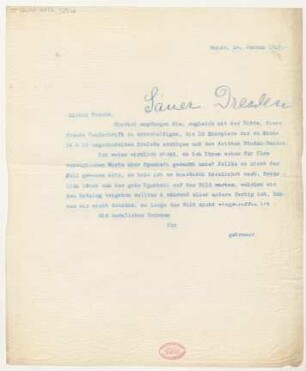 Brief an Emil von Sauer : 14.01.1910