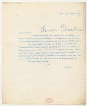 Brief an Emil von Sauer : 14.01.1910