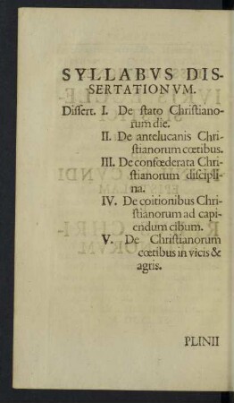 Syllabus Dissertationum.