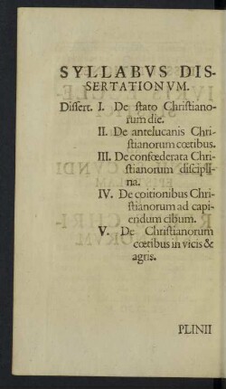 Syllabus Dissertationum.