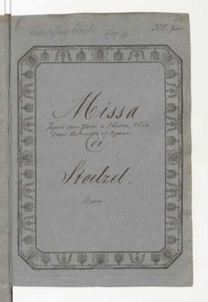 Stölzel, Gottfried Heinrich: Messen; V (5), Coro, bc; B-Dur