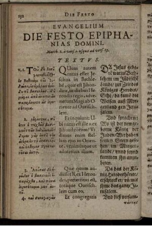 Evangelium Die Festo Epiphanias Domini. Matth. 2. a vers. 1. usque ad vers. 13.