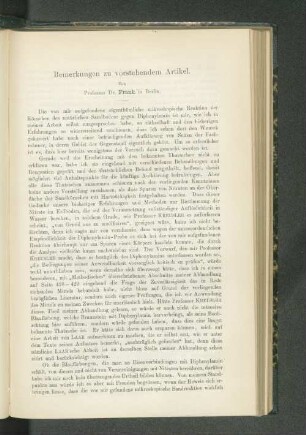Bemerkungen zu vorstehendem Artikel