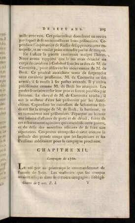 305-320, Campagne de 1760. Le roi print au printemps le commandement de...