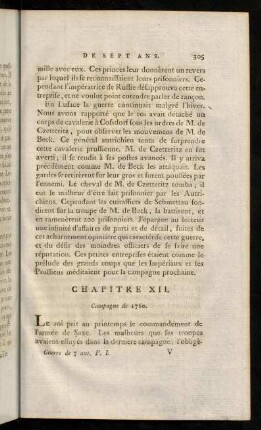 305-320, Campagne de 1760. Le roi print au printemps le commandement de...
