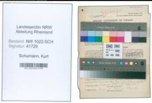 Entnazifizierung Kurt Schumann , geb. 22.12.1911 (Kaufmaennischer Angestellter)