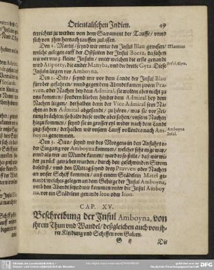 Cap. XV. Beschreibung der Insul Amboyna, von ihrem Thun und Wandel, deßgleichen auch von ihren Kleidung