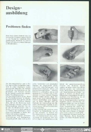 Positionen finden : Designausbildung