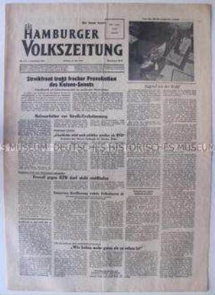 Kommunistische Tageszeitung "Hamburger Volkszeitung" u.a. zu verschiedenen Arbeitskämpfen in der Bundesrepublik