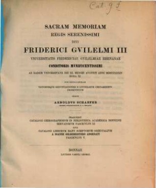 Catalogi chirographorum in bibliotheca academica Bonnensi servatorum. 11