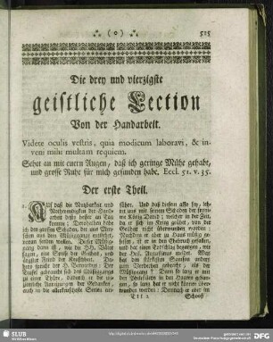 Die drey und vierzigste geistliche Lection Von der Handarbeit
