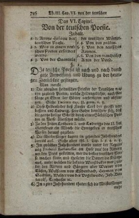 Das VI. Capitel. Von der teutschen Poesie.