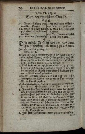 Das VI. Capitel. Von der teutschen Poesie.