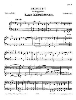 Beethoven's Werke. 193 = Serie 18: Kleinere Stücke für das Pianoforte, Menuett : [WoO 82]