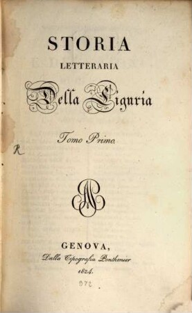 Storia letteraria della Liguria, 1