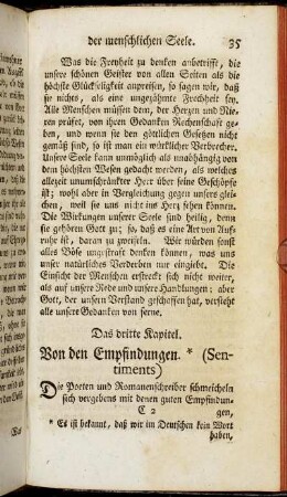 Das dritte Kapitel. Von den Empfindungen