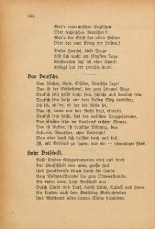 Hohe Botschaft.