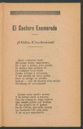 ¡Oido, cocheros!