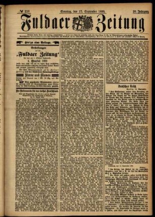 Erste Ausgabe vom Sonntag, den 17. September 1893.