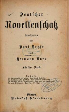 Deutscher Novellenschatz, 5