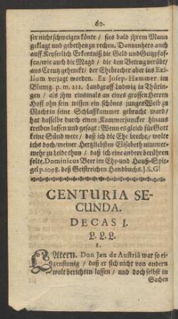 Centuria Secunda.