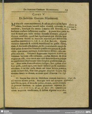 Caput V. De Subsidiis Onerum Matrimonii
