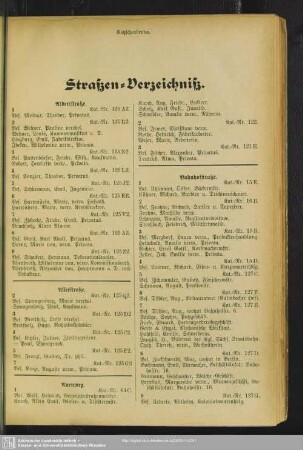 Häuserbuch : Straßen-Verzeichniß